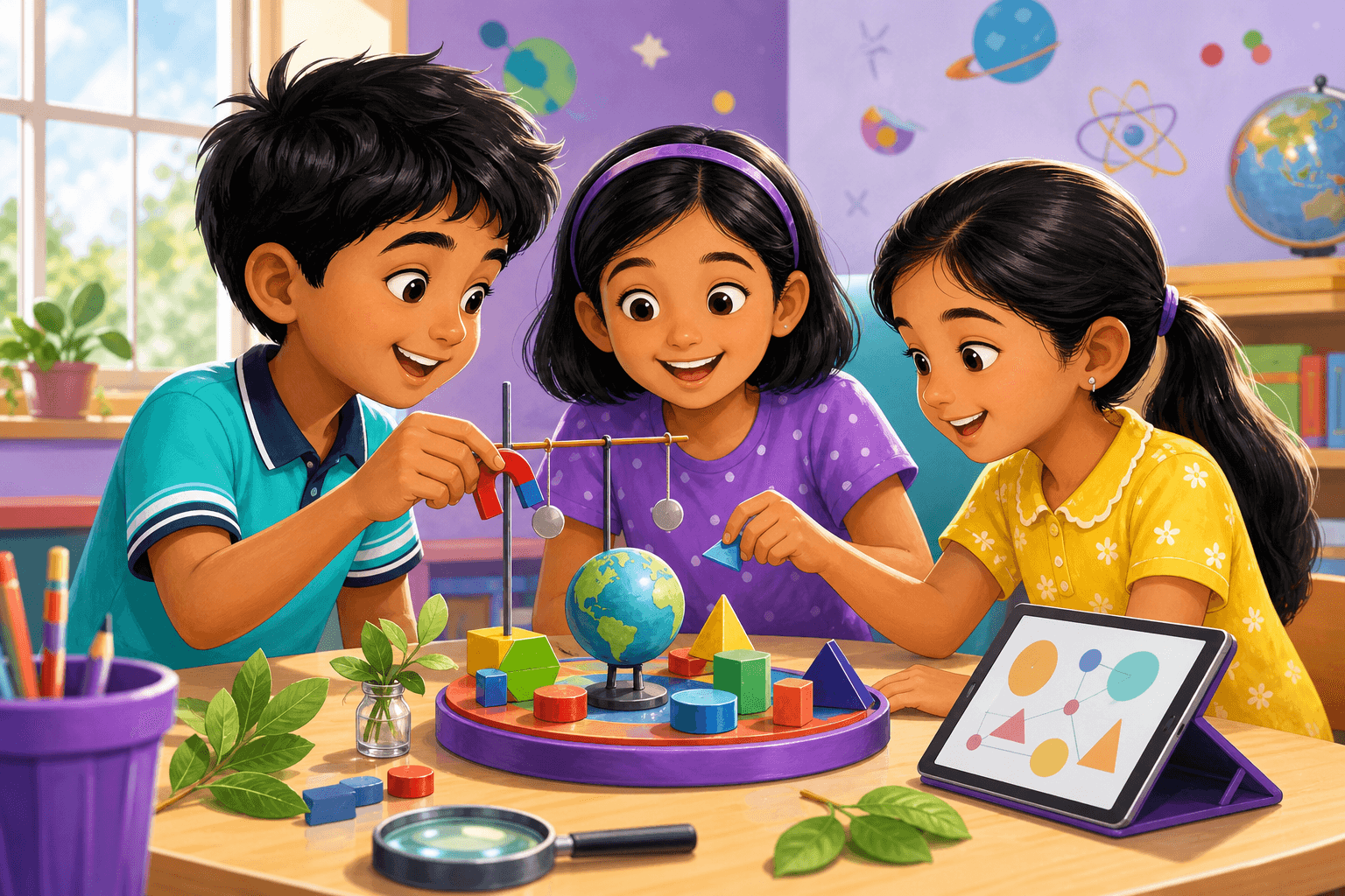 Class 4 children learning चित्र वर्णन